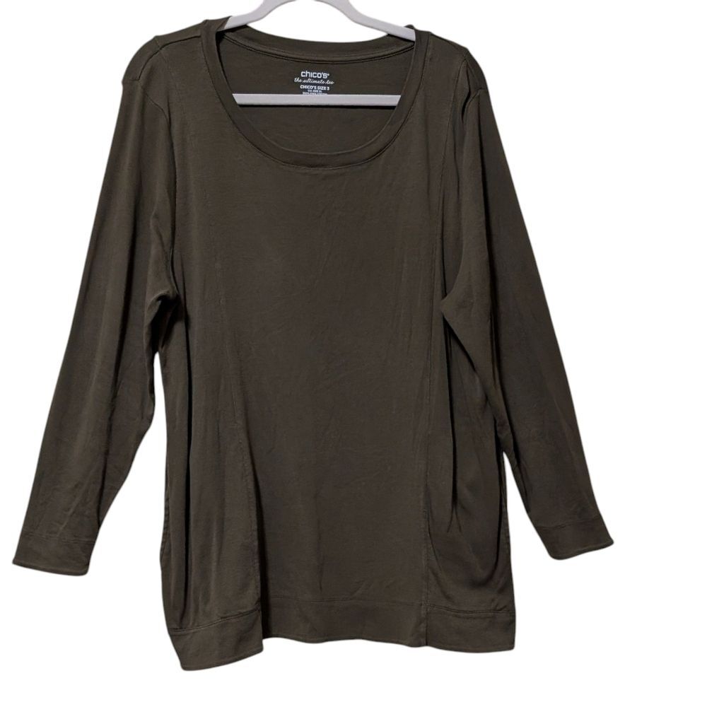Chico's ultimate tee women's 3/XL Pima cotton tunic long sleeve cozy casual - Picture 10 of 10